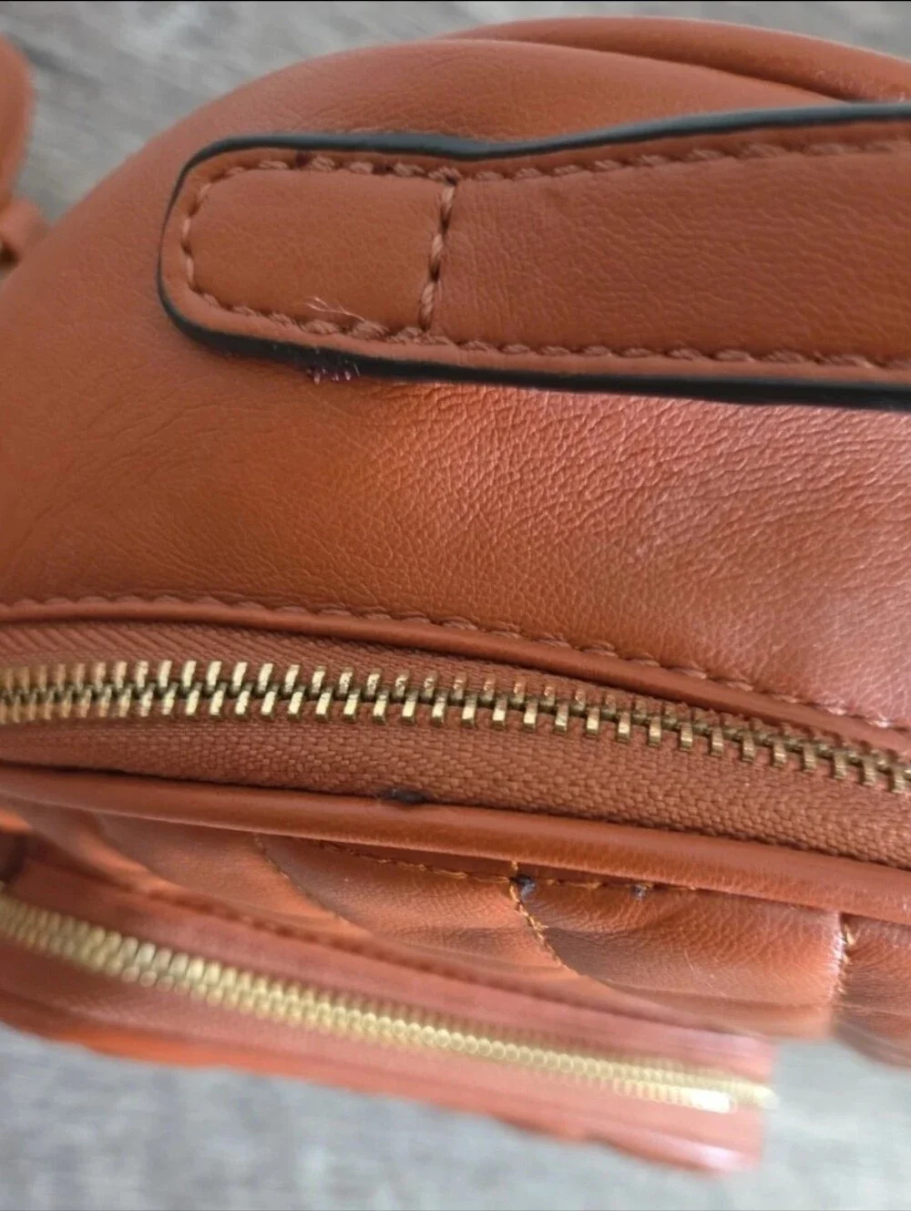 Quilted Mini Crossbody Backpack - Rust Orange